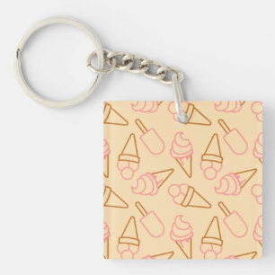 Cute summer food with outline ice cream contours key ring
