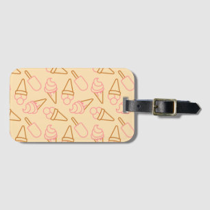 Cute summer food with outline ice cream contours luggage tag