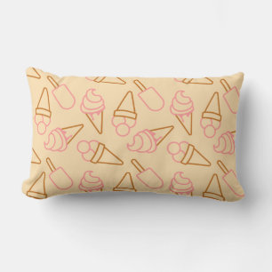 Cute summer food with outline ice cream contours lumbar cushion