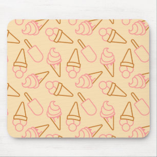 Cute summer food with outline ice cream contours mouse mat