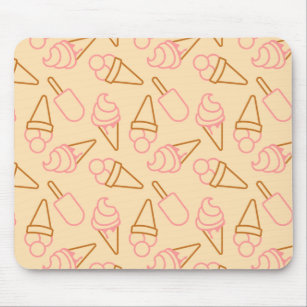 Cute summer food with outline ice cream contours mouse mat