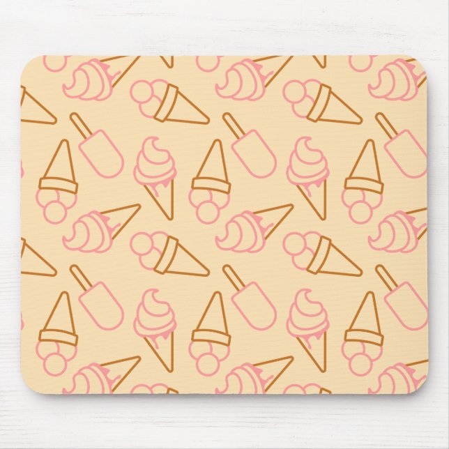 Cute summer food with outline ice cream contours mouse mat (Front)