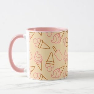 Cute summer food with outline ice cream contours mug