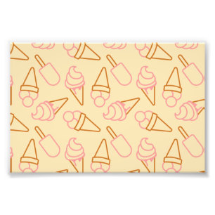 Cute summer food with outline ice cream contours photo print