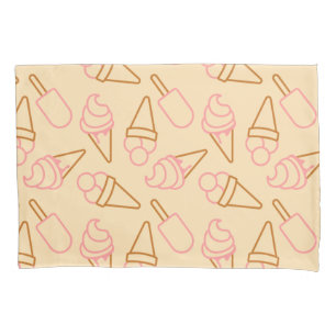 Cute summer food with outline ice cream contours pillowcase