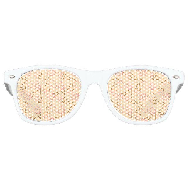 Cute summer food with outline ice cream contours  retro sunglasses (Front)
