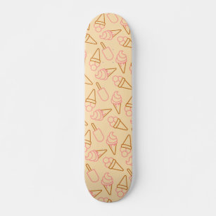 Cute summer food with outline ice cream contours skateboard