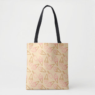 Cute summer food with outline ice cream contours tote bag