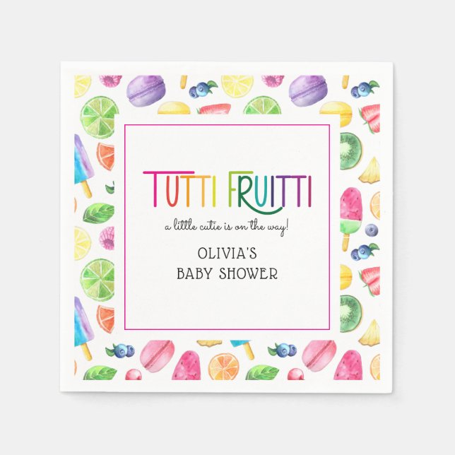Cute Summer Fruit Tutti Fruitti Baby Shower Napkin (Front)