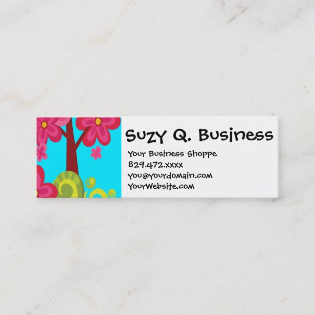 Cute Summer Fun Pink Flower Trees Business Cards (Front)