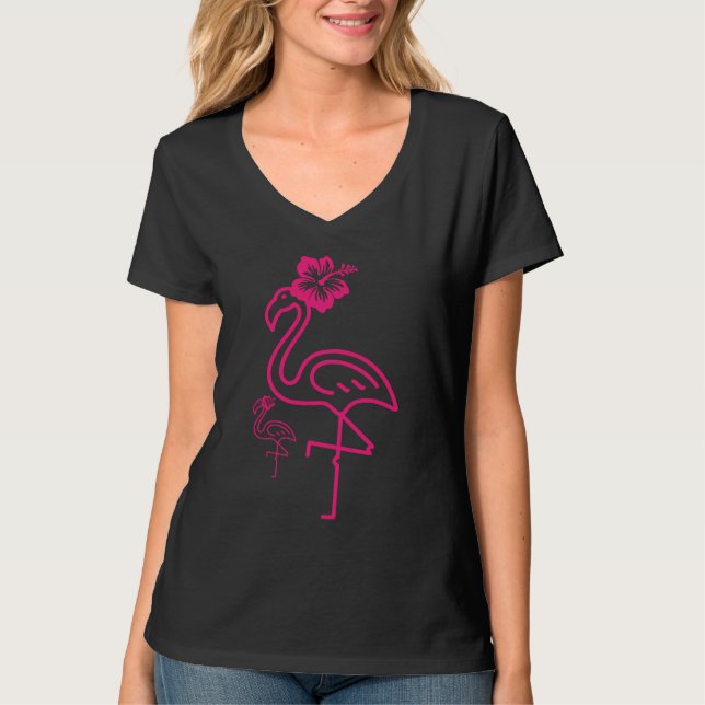 Cute Summer Girly Flamingo  T-Shirt (Front)
