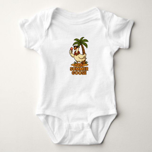 Cute Summer Goose Baby Bodysuit  (Front)