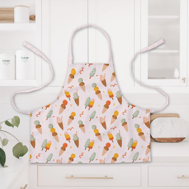 Cute Summer Ice Cream Pattern Apron (In situ)
