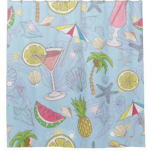 Cute summer illustration pattern with watermelon, shower curtain