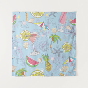 Cute summer illustration pattern with watermelon,  tapestry