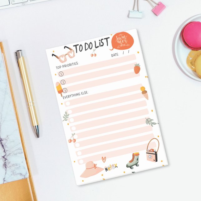 Cute Summer Illustration To Do List Checklist Post-it Notes (In situ)