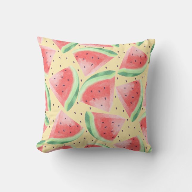Cute Summer Kawaii Watercolor Watermelon Cushion (Front)