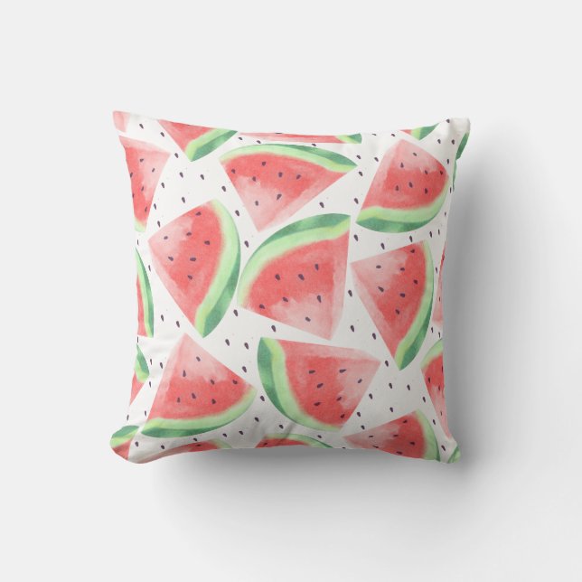 Cute Summer Kawaii Watercolor Watermelon Cushion (Front)