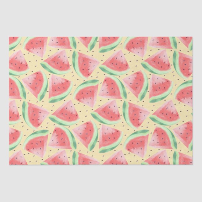 Cute Summer Kawaii Watercolor Watermelon Tissue Paper (Front)