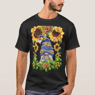Cute Summer Mum Gnomie With Yellow Floral Sunflowe T-Shirt