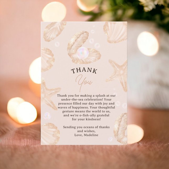 Cute summer ocean little pearl baby shower thank you card (Cute summer ocean little pearl baby shower thank you card)