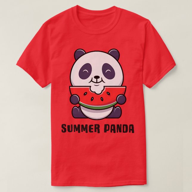Cute Summer Panda Bear Eating Watermelon Premium  T-Shirt (Design Front)