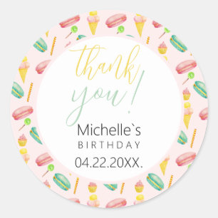 Cute Summer Party Watercolor Illustration Pattern Classic Round Sticker
