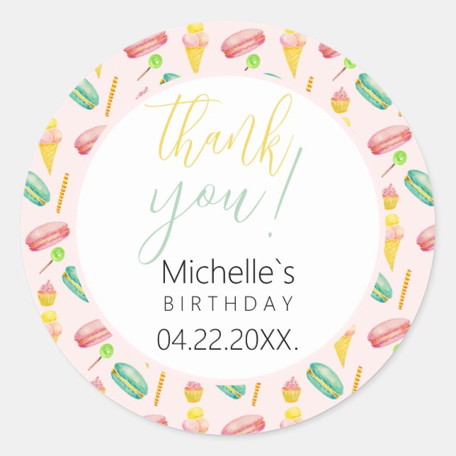 Cute Summer Party Watercolor Illustration Pattern Classic Round Sticker (Front)