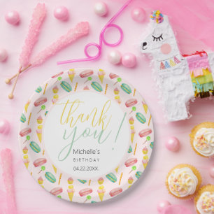 Cute Summer Party Watercolor Illustration Pattern Paper Plate