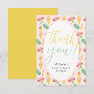 Cute Summer Party Watercolor Illustration Pattern Thank You Card