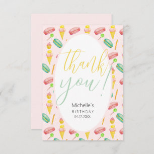 Cute Summer Party Watercolor Illustration Pattern Thank You Card
