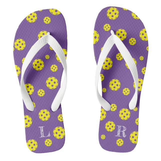 Cute summer pickleball print flip flops for women (Footbed)