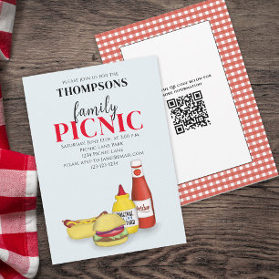 Cute Summer Picnic Trendy Cookout QR Code Invitation