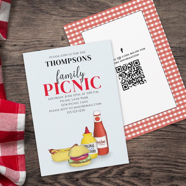 Cute Summer Picnic Trendy QR Code Social Media Invitation (Creator Uploaded)