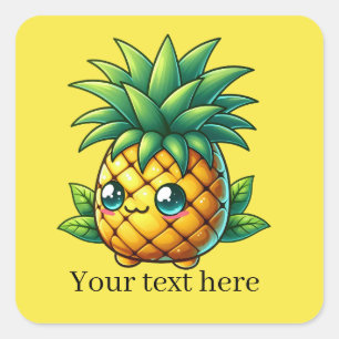 Cute Summer Pineapple fruit add text Square Sticker