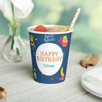Cute Summer Pool Fruit Character Birthday Party  Paper Cups