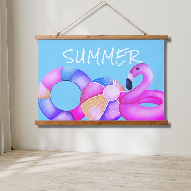 Cute Summer Pool Party  Hanging Tapestry (Creator Uploaded)