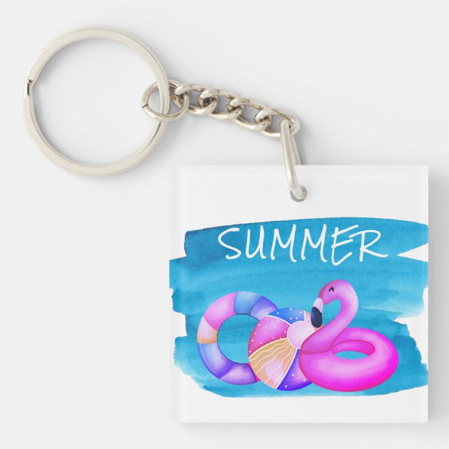 Cute Summer Pool Party  Key Ring (Front)