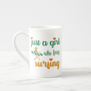 Cute summer quote Just a girl who loves surfing Bone China Mug
