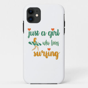 Cute summer quote Just a girl who loves surfing iPhone 11 Case