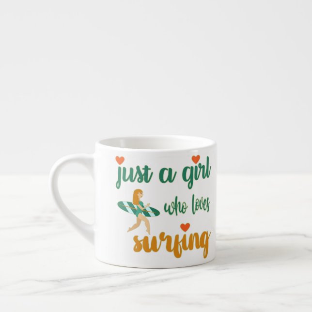 Cute summer quote Just a girl who loves surfing Espresso Cup (Left)