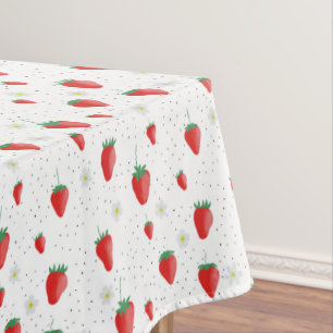 Cute Summer Strawberries & Blossoms Tablecloth