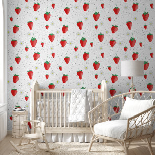 Cute Summer Strawberries & Blossoms  Wallpaper