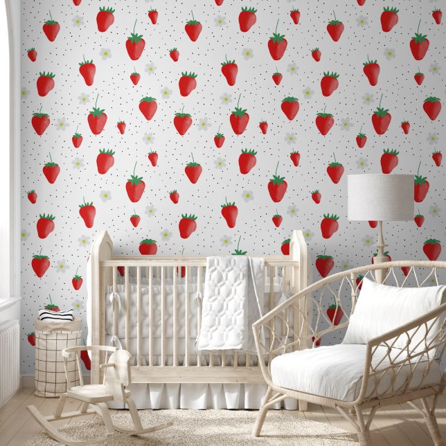 Cute Summer Strawberries & Blossoms  Wallpaper (Kids)
