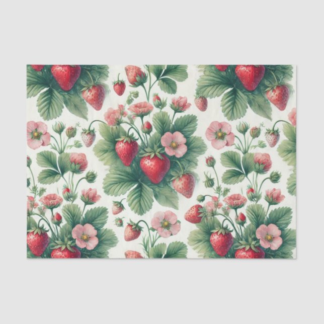 Cute summer strawberries decoupage tissue paper (Front)
