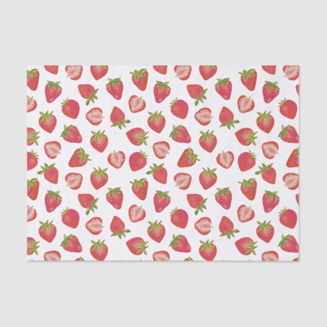 Cute Summer Strawberry Pattern Tissue Paper (Front)