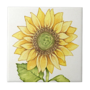 Cute Summer Sunflower Happy Yellow Flower Sunny Tile