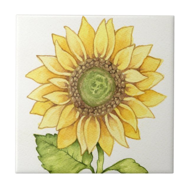 Cute Summer Sunflower Happy Yellow Flower Sunny Tile (Front)