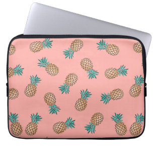 cute summer tropical faux gold pineapple pattern laptop sleeve