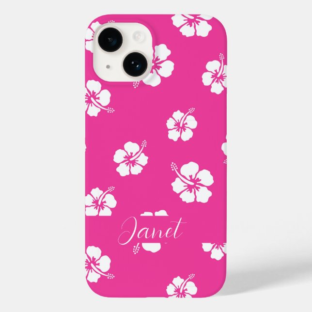  Cute Summer Tropical  Hibiscus flower Pink Case-Mate iPhone Case (Back)
